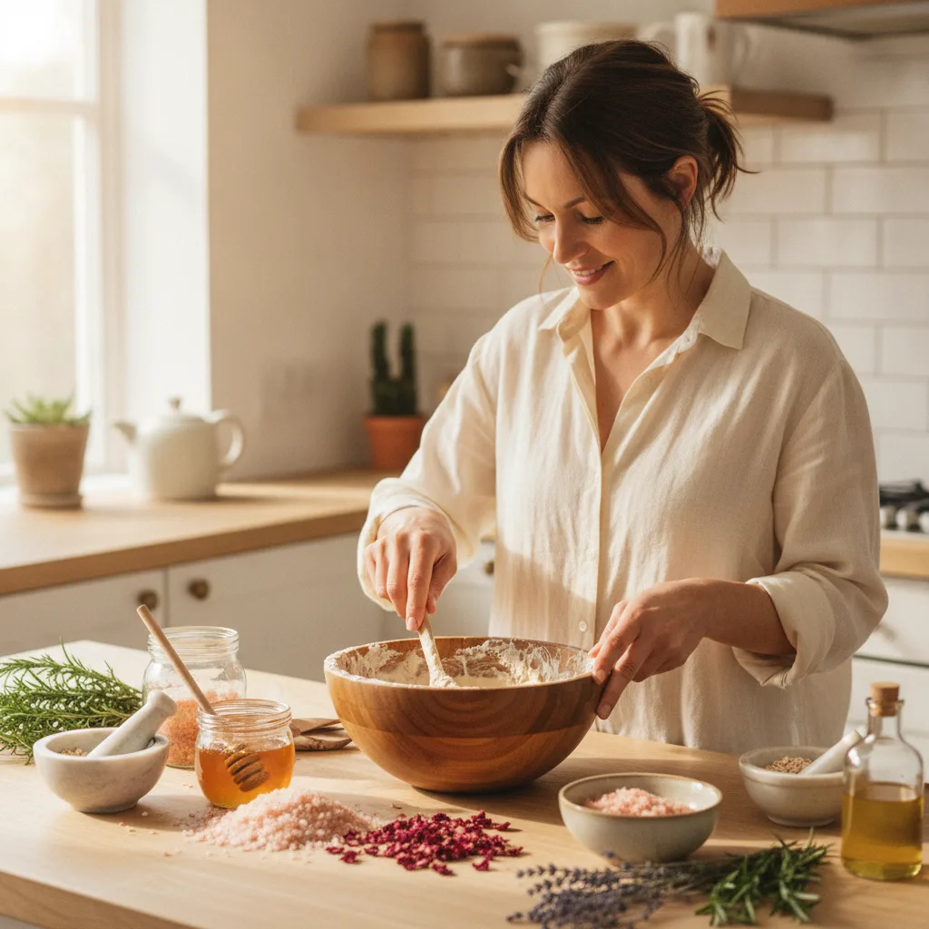 Woman blending natural scrub