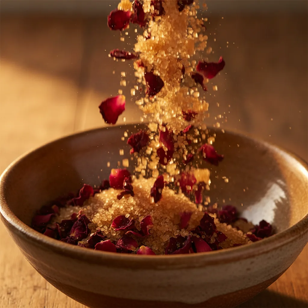 Rose petals and sugar